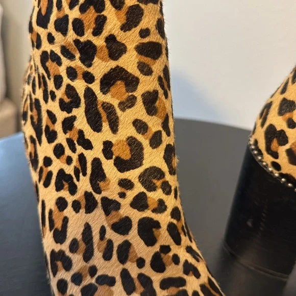Coach Drea Bead Chain Leopord Print Genuine Calf Hair Leather Booties - Picture 12 of 13
